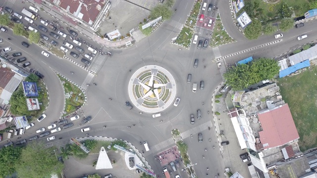 俯视图交叉口五在小城市视频素材