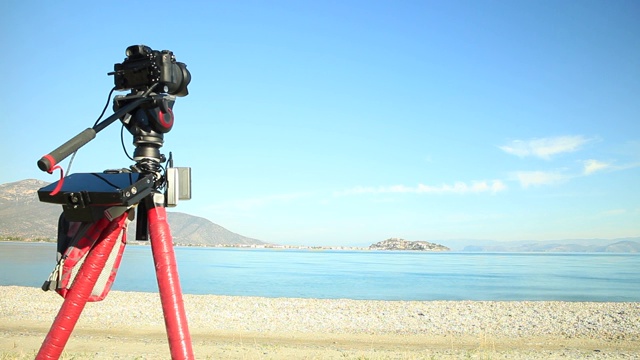 海岸时光流逝的相机拍摄胶片视频下载