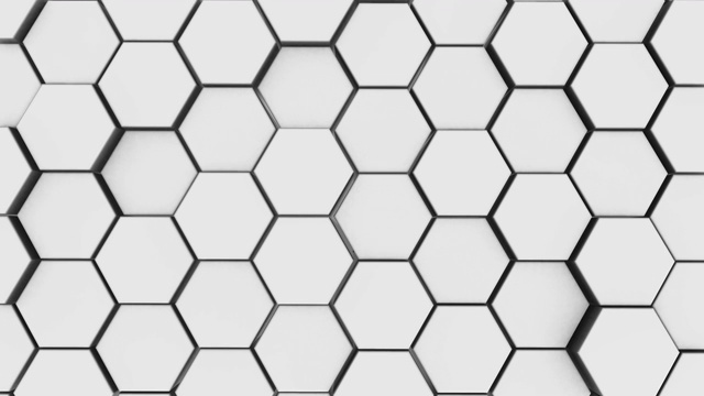 抽象的白色六边形几何背景。简单基元的三维渲染与六个角度在前面视频下载