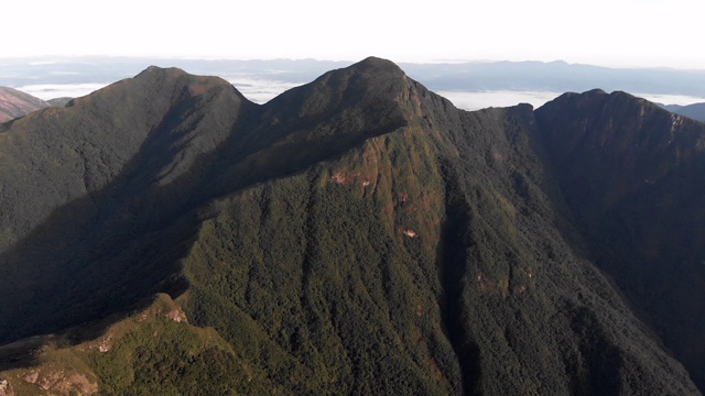 美丽的空中接近一个热带雨林的山顶视频素材