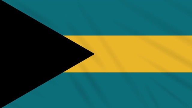巴哈马的旗子飘扬着布背景，环视频素材
