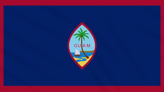 关岛的旗子飘扬着布作背景，环视频素材