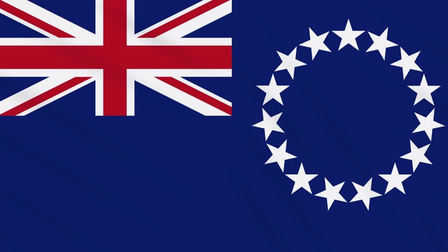 库克群岛飘扬的旗帜背景布，环视频素材
