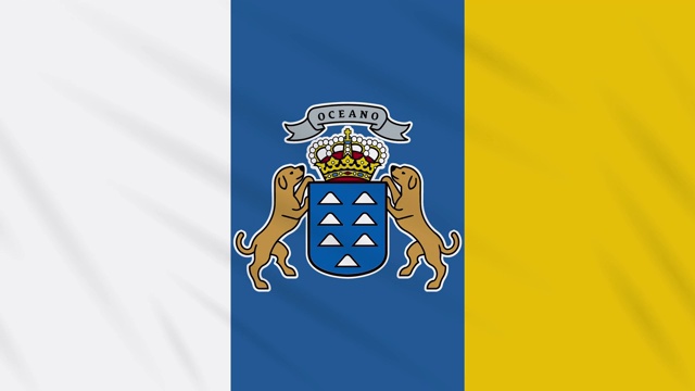 加那利群岛旗帜飘扬，布面背景，环视频素材