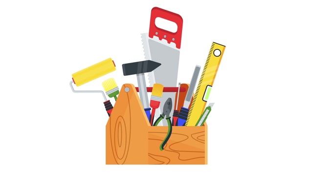 建筑施工工具，家居修理用的木制工具箱。视频下载