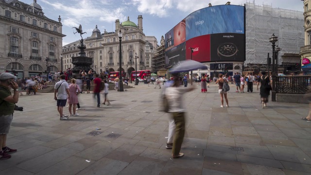 伦敦皮卡迪利广场白天，4k延时，倾斜视频素材