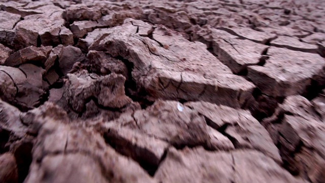 地面的特写镜头由于缺水而显得干燥视频素材