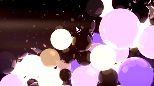 黑色背景上的彩色反光发光球。数字动画3d渲染。高清分辨率视频素材