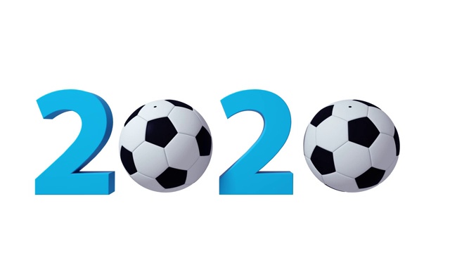 足球2020设计背景上的白色背景。阿尔法通道包括视频素材