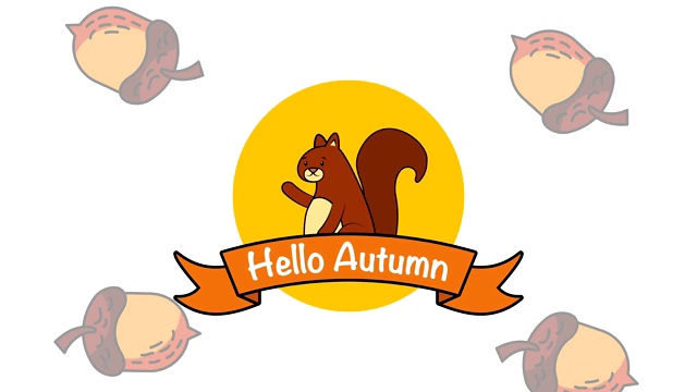 你好秋季与花栗鼠和坚果动画视频下载