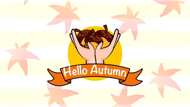 你好秋天的季节用手举起种子的动画视频下载