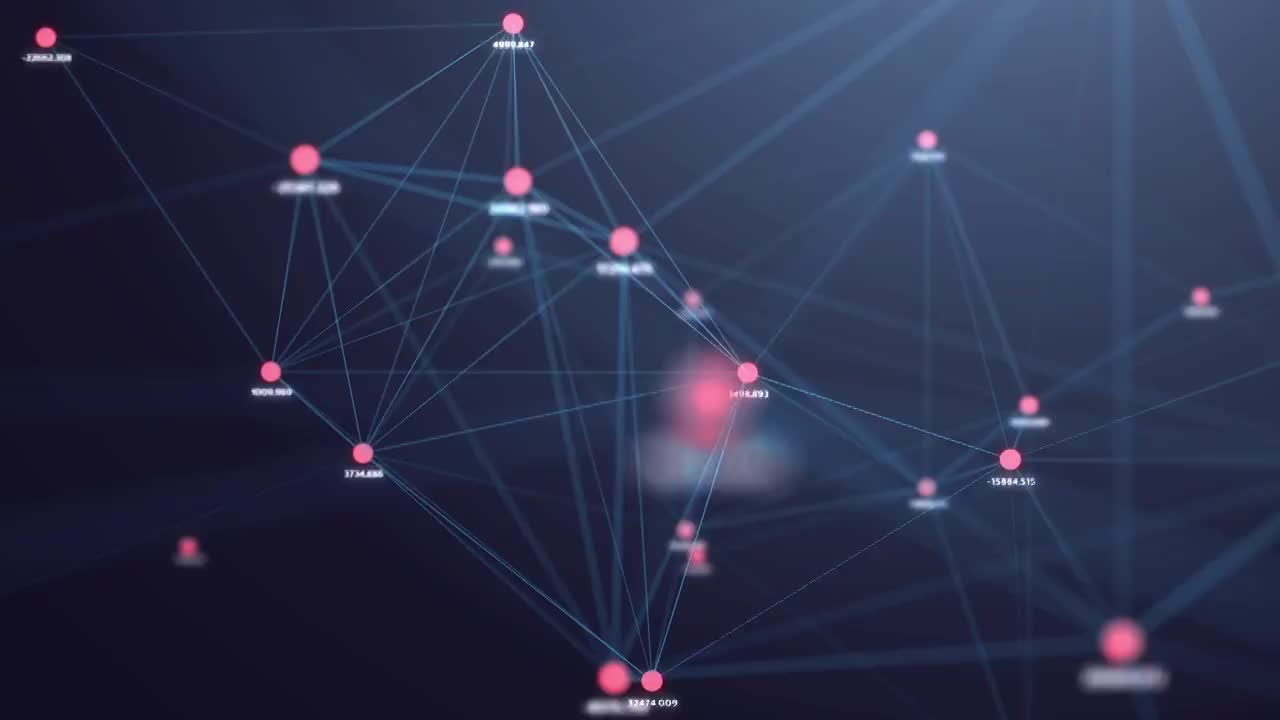 4k分辨率物联网概念，3D空间连接点的社交图标。信息通信网络。技术概念视频素材