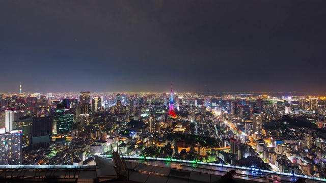 东京塔时间在夜间，宽视频素材