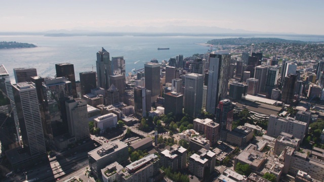 西雅图市中心区空中俯瞰城市视频素材