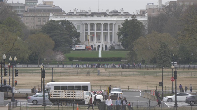 从美国华盛顿特区的椭圆上俯瞰白宫，北美视频素材