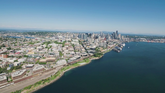 西西雅图市中心空中城市海滨视频素材