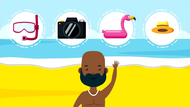 夏日海滩上的黑人男子视频素材