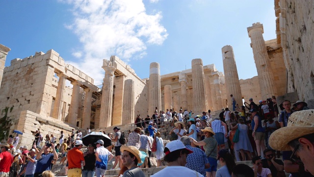 希腊雅典帕台农神庙的游客，4k分辨率。视频下载