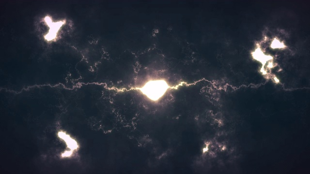 弃权背景夜空和云的美丽动画灯光，在暴风雨中飞翔。视频素材