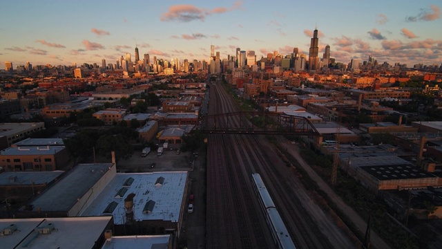芝加哥天际线日落视频素材