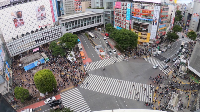 俯瞰日本东京涩谷十字路口视频下载