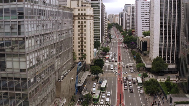圣保罗保利斯塔大街的鸟瞰图。巴西。视频下载