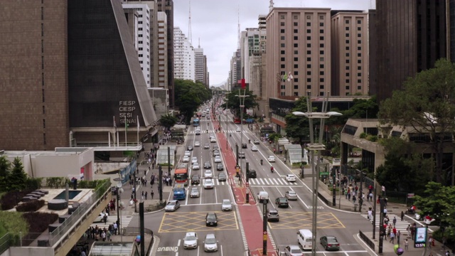 圣保罗保利斯塔大街的鸟瞰图。巴西。视频下载