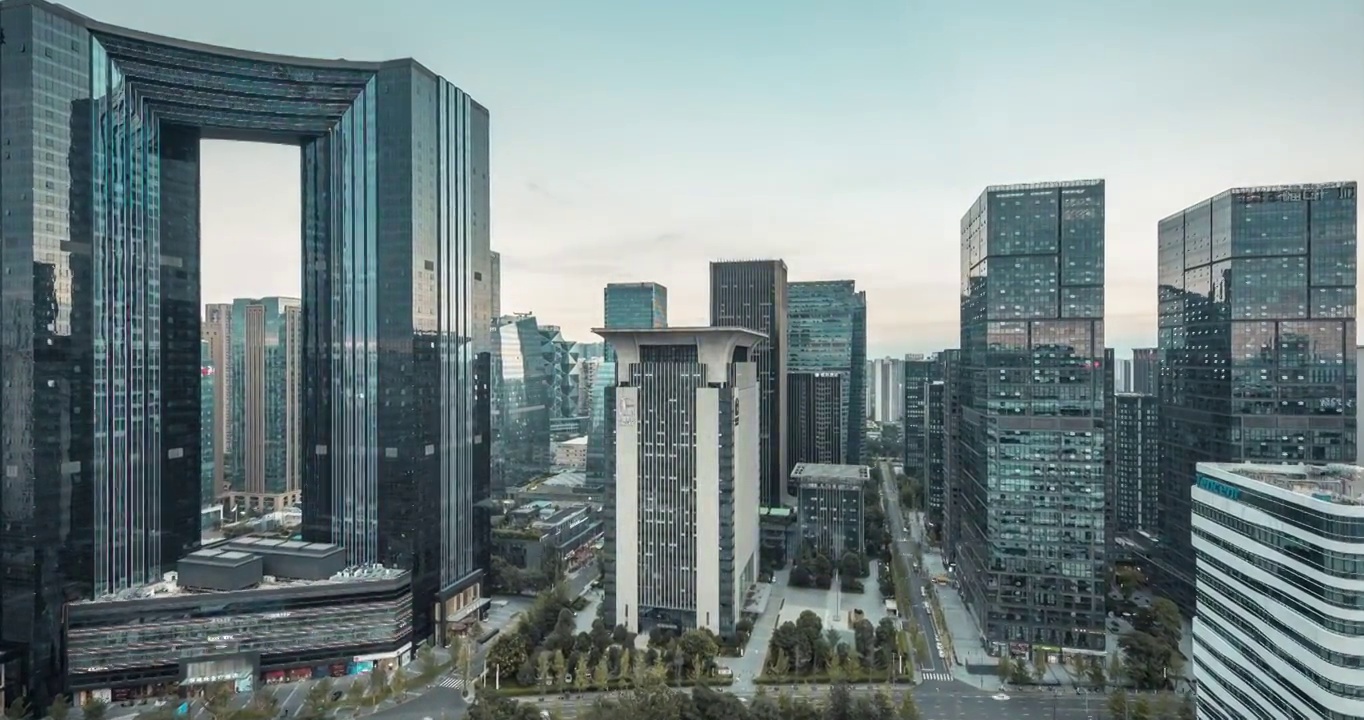 时间流逝视频的城市景观成都城市，中国视频素材