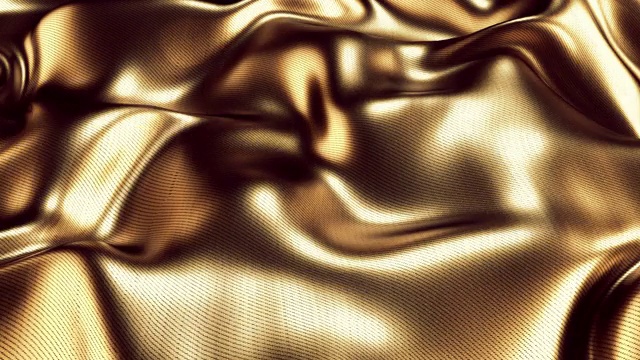 金色织物创造了一个波浪运动美丽的背景视频下载