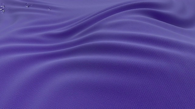 美丽的紫色面料在风中。在织物表面骑上漂亮的小玻璃球。视频素材