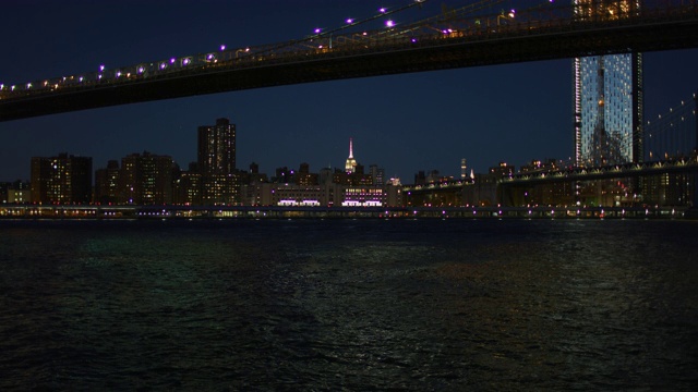 曼哈顿下城，布鲁克林大桥和曼哈顿大桥视频素材