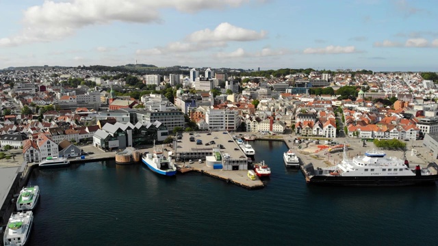 Stavanger Sentrum鸟瞰图，挪威视频下载