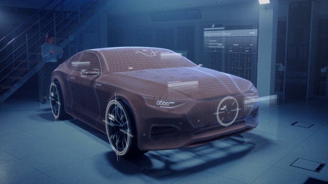 3D图形可视化实时显示汽车原型发展为未来概念视频素材