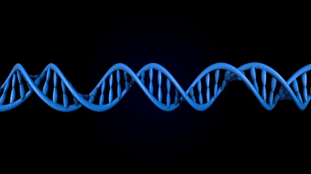 DNA密码飞了进来。摘要三维多边形线框DNA分子螺旋。视频素材
