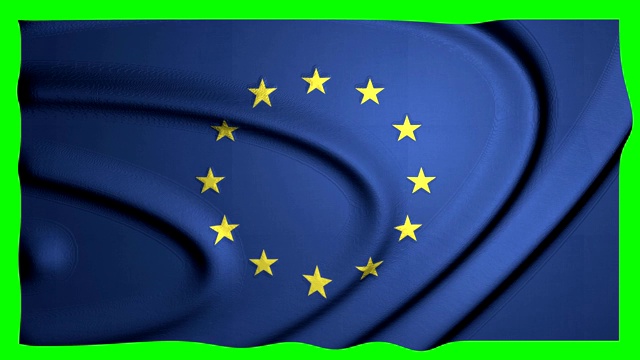 欧盟挥舞旗帜绿色屏幕欧洲动画视频素材