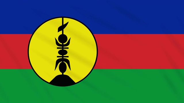 新喀里多尼亚旗飘扬布面背景，环状视频素材