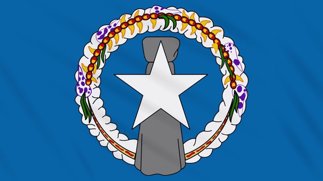 北马里亚纳群岛的旗子飘扬着布，环状视频素材