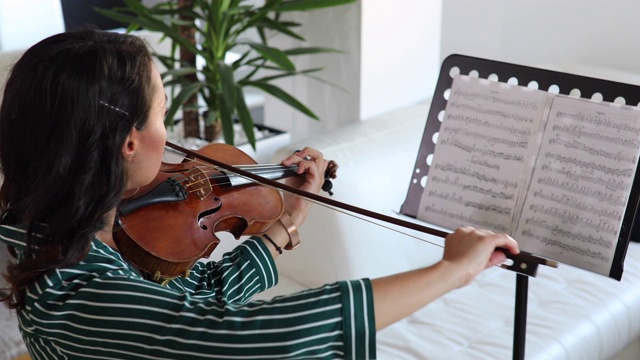小提琴家在家演奏视频素材