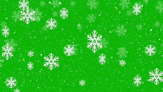 圣诞背景设计的慢动作雪花和雪花落在绿色屏幕上视频下载