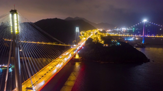 香港汀九桥夜间4K高空摄影延时图视频下载