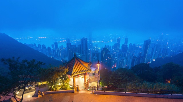 时间流逝:香港的日出高楼大厦视频素材