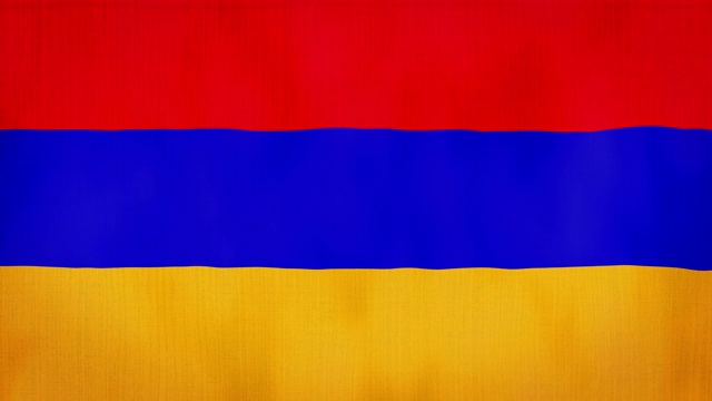 循环，真实的面料纹理和波浪亚美尼亚旗，3D和4K动画。视频下载