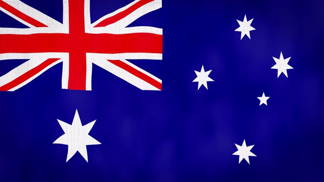 循环，真实的面料纹理和波浪澳大利亚旗，3D和4K动画。视频下载
