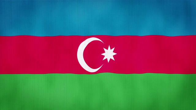 循环，真实的面料纹理和波浪阿塞拜疆国旗，3D和4K动画。视频下载