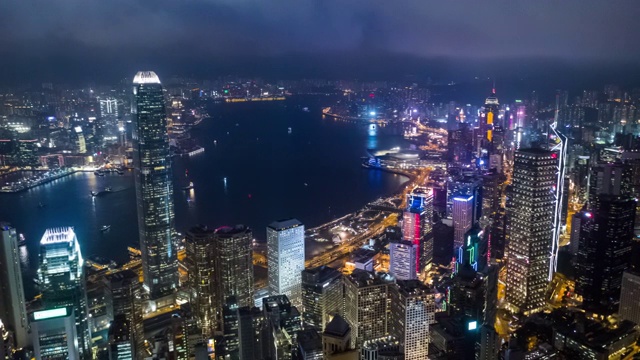 香港摩天大楼和城市景观在夜间的超级坍塌视频素材