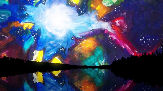 迷幻色彩的水滴在抽象的背景。彩绘运动视频下载