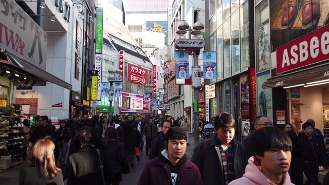 4K WS涩谷购物街区，日本东京。视频素材