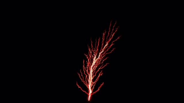 红色闪电孤立在黑色背景上。视频下载