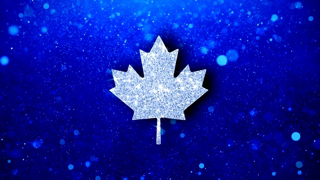 加拿大枫叶图标闪烁闪烁发光发光粒子。视频素材