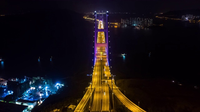 香港，青马大桥夜景视频素材